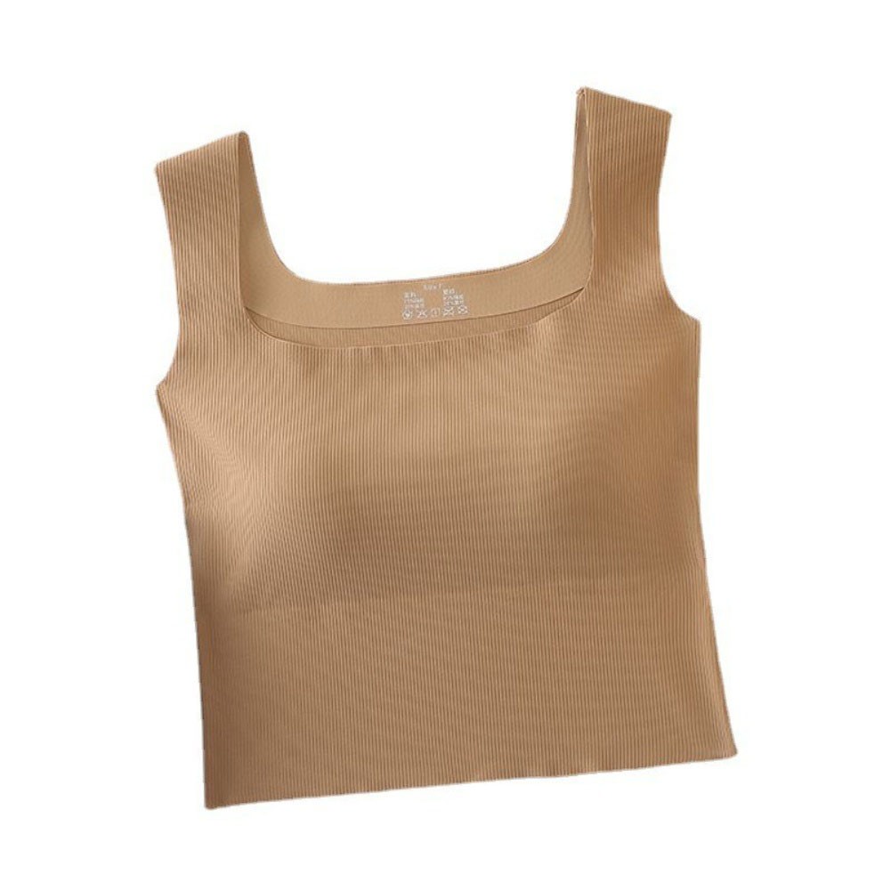 Women Vest Wide Shouldered Square Neck With Threaded Chest Pad Breathable - Picture 23 of 28
