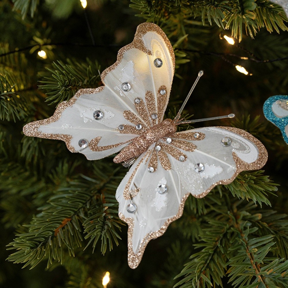 6 Butterfly Flowers for Christmas Crafts Tree Wreath and Holiday Decor - Picture 30 of 44