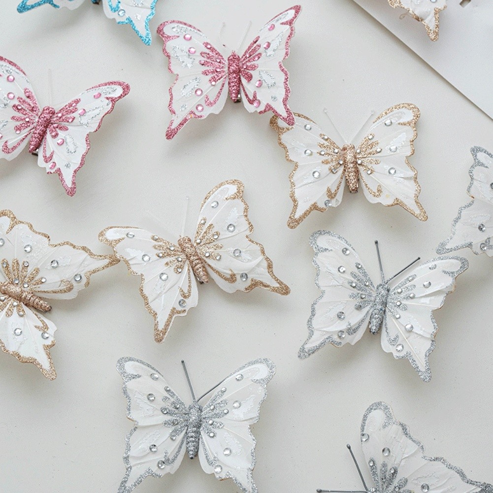 6 Butterfly Flowers for Christmas Crafts Tree Wreath and Holiday Decor - Picture 33 of 44