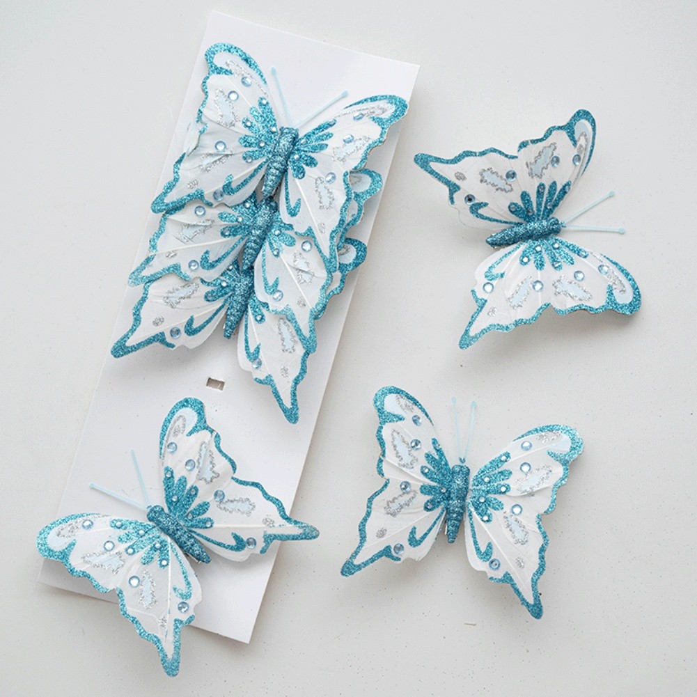 6 Butterfly Flowers for Christmas Crafts Tree Wreath and Holiday Decor - Picture 38 of 44