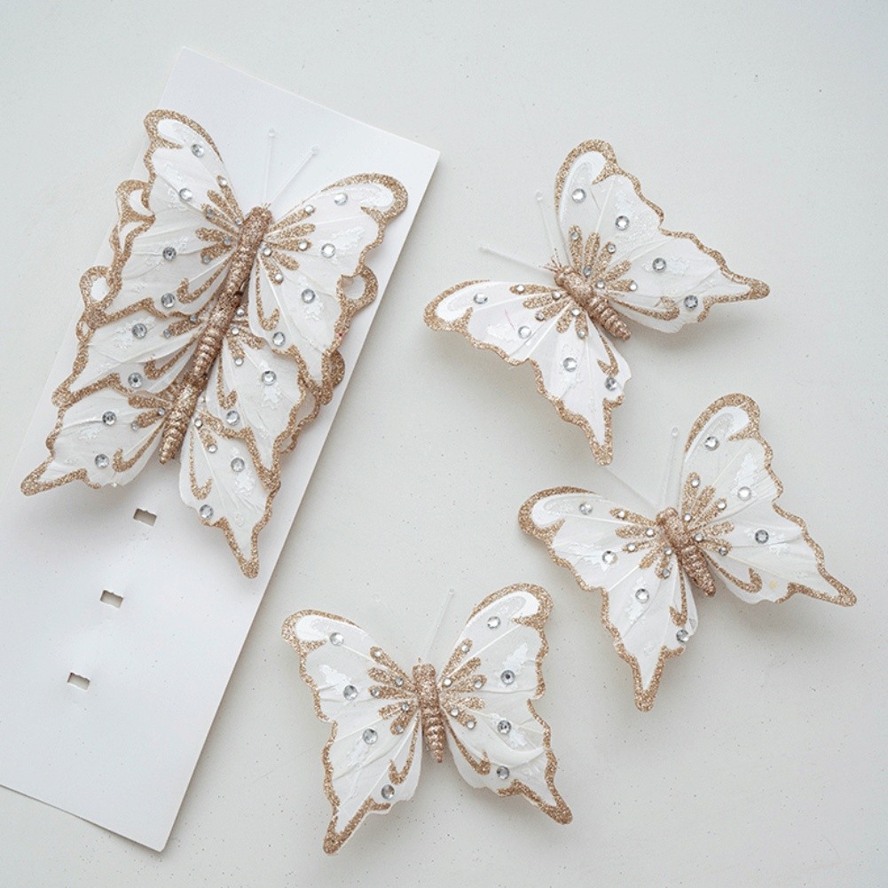 6 Butterfly Flowers for Christmas Crafts Tree Wreath and Holiday Decor - Picture 23 of 44