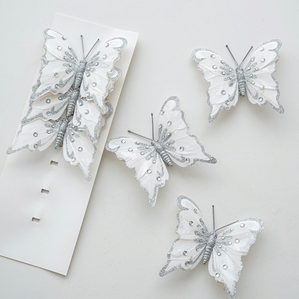6 Butterfly Flowers for Christmas Crafts Tree Wreath and Holiday Decor - Picture 35 of 44
