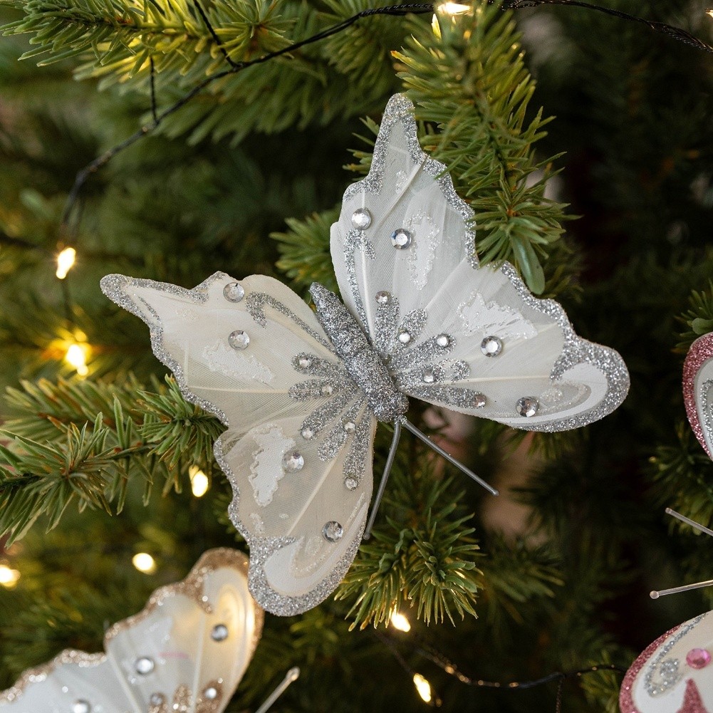 6 Butterfly Flowers for Christmas Crafts Tree Wreath and Holiday Decor - Picture 34 of 44