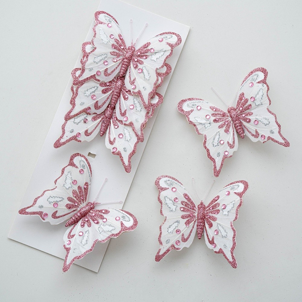6 Butterfly Flowers for Christmas Crafts Tree Wreath and Holiday Decor - Picture 29 of 44