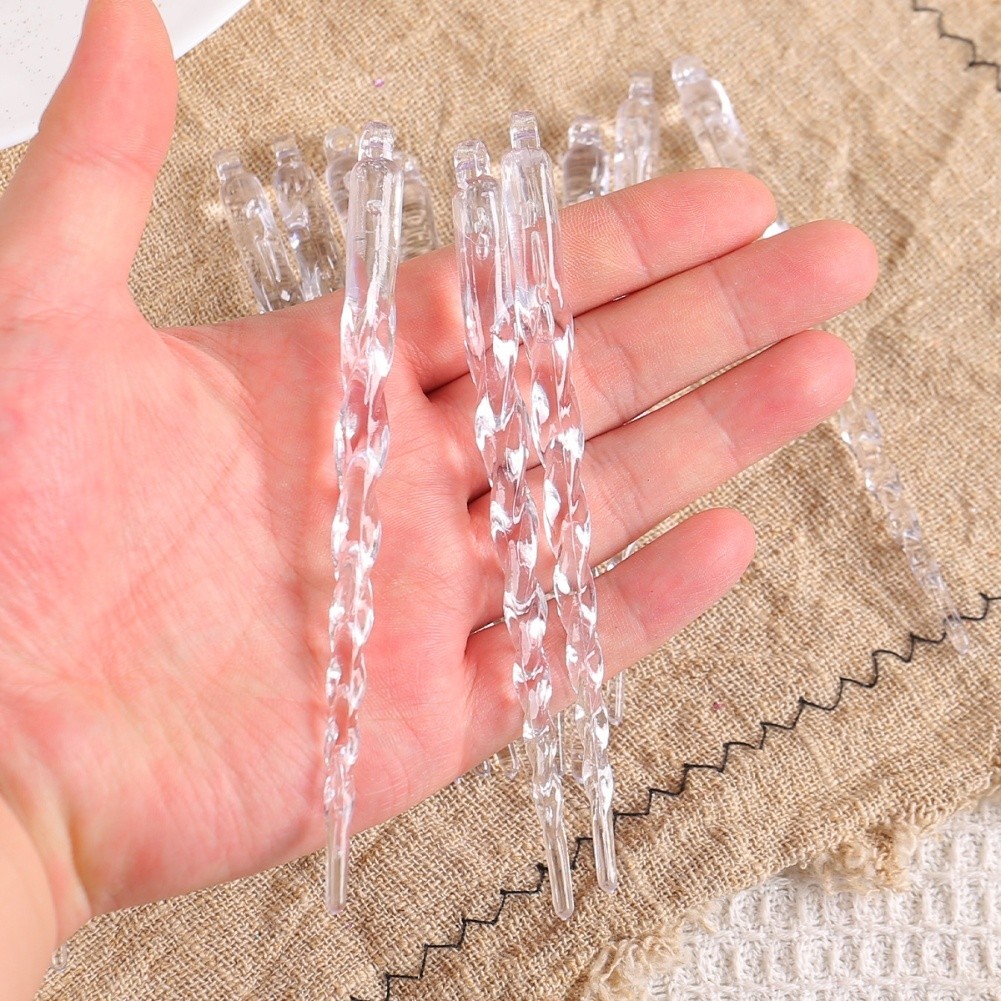 Clear Plastic Icicle Ornaments Set of 12 with Cord for Holiday Tree Display - Picture 17 of 54
