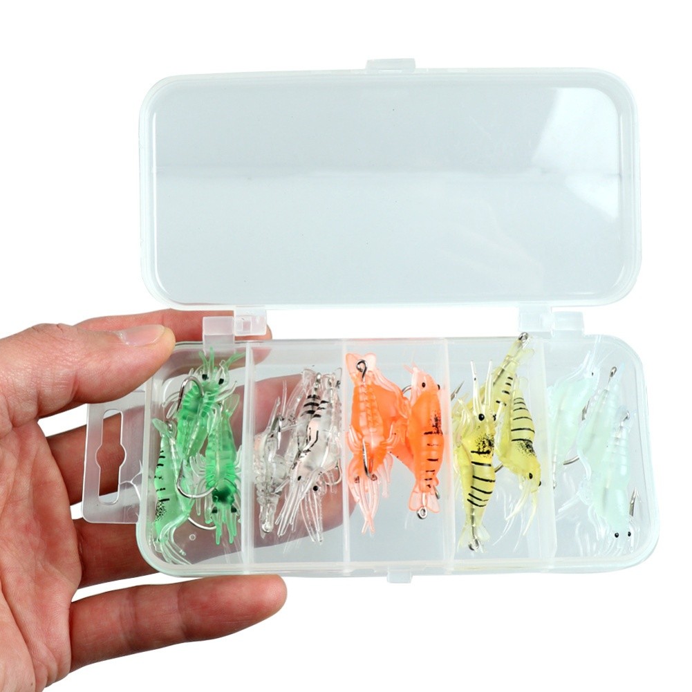 Esca Gamberetti Luminosi per Pesca Notturna 15 Pezzi 4 5cm Set Esca Plastica Mor - Picture 13 of 13
