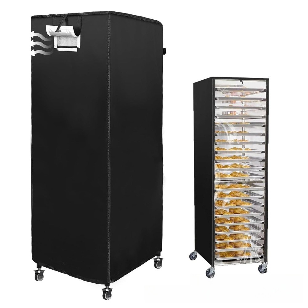 Bread Rack Cover with Transparent PVC Window for 10 Tier Sheet Pan Rack