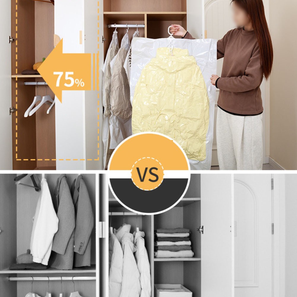Vacuum Seal Hanging Clothes Storage Bags with 360 Degree Rotating Hanger - Produktbild 3