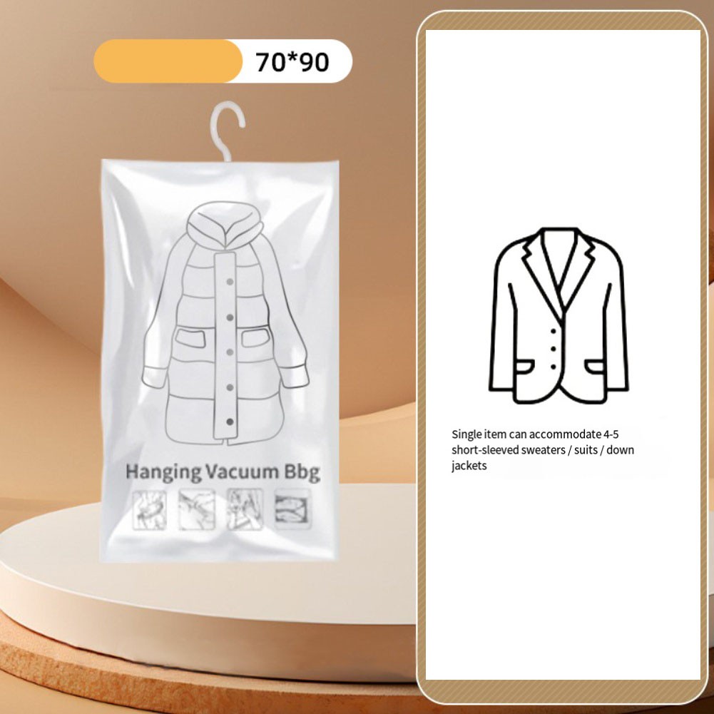 Vacuum Seal Hanging Clothes Storage Bags with 360 Degree Rotating Hanger