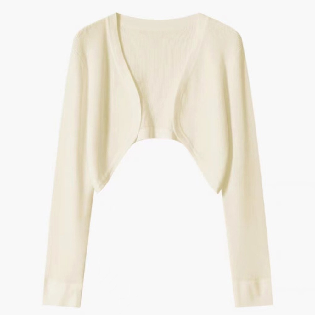 A knitted cardigan with long sleeves, paired with a short shawl jacket and smock - Picture 17 of 17