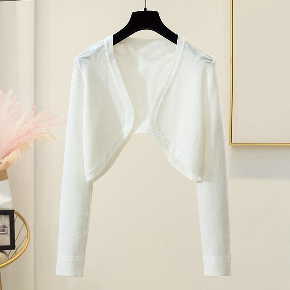 A knitted cardigan with long sleeves, paired with a short shawl jacket and smock - Picture 14 of 17