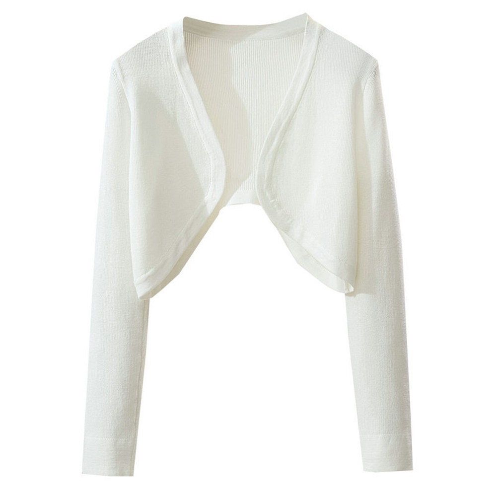 A knitted cardigan with long sleeves, paired with a short shawl jacket and smock - Picture 15 of 17