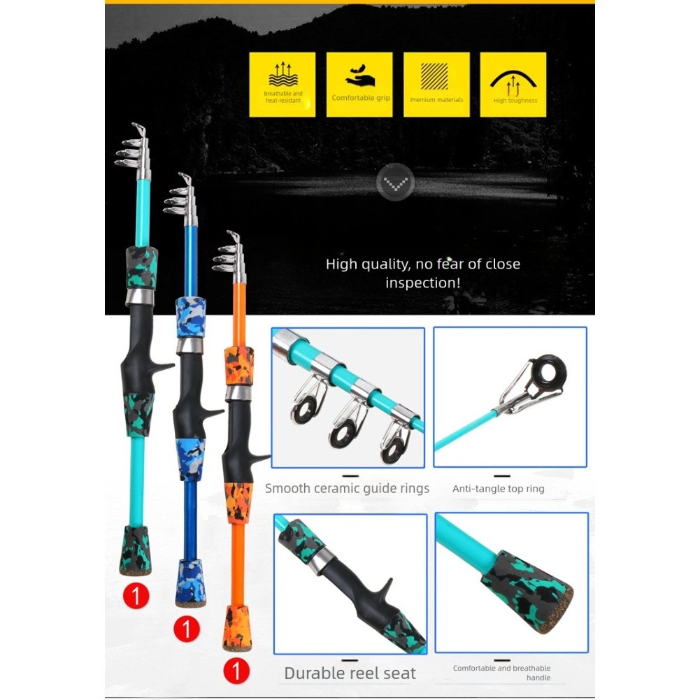Fishing Rod and Reel Set for Kids Lightweight Telescopic Pole with Complete Kit - Picture 19 of 37