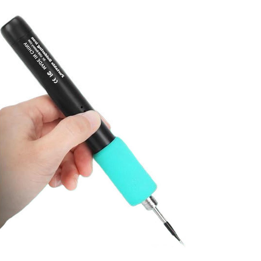 Interchangeable Tips Cordless Soldering Iron Metal/Rubber Handle DIY Repairs