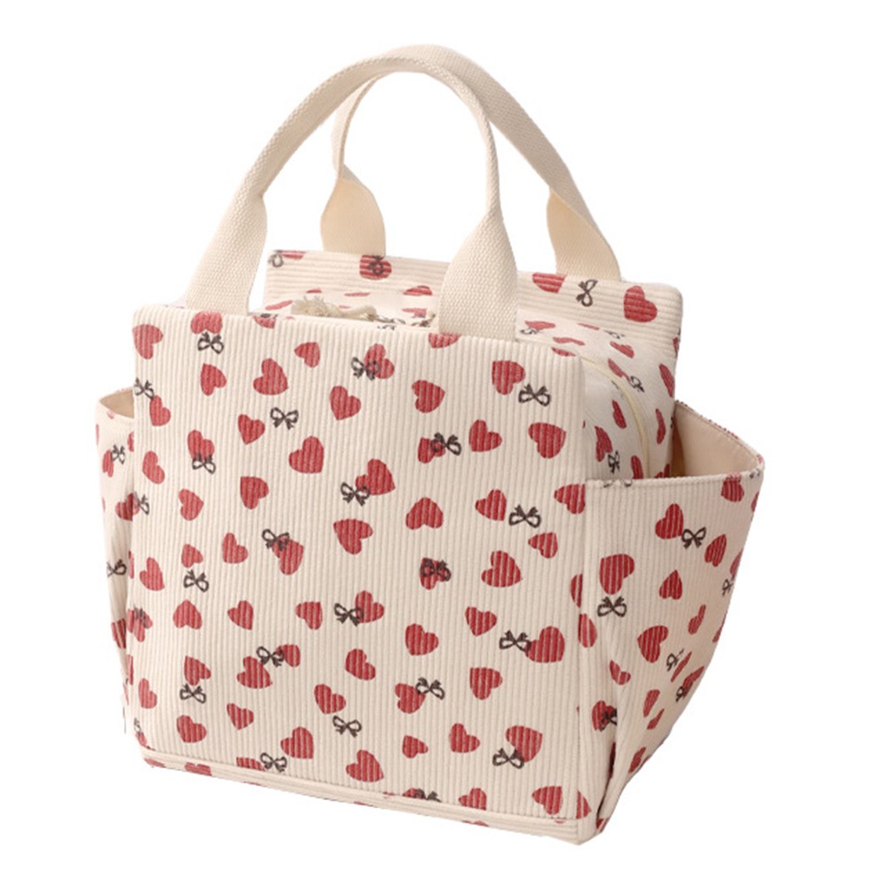 Bolsa de almuerzo de pana aislada beige para almacenamiento de almuerzo escolar de trabajo grande - Imagen 14 de 15
