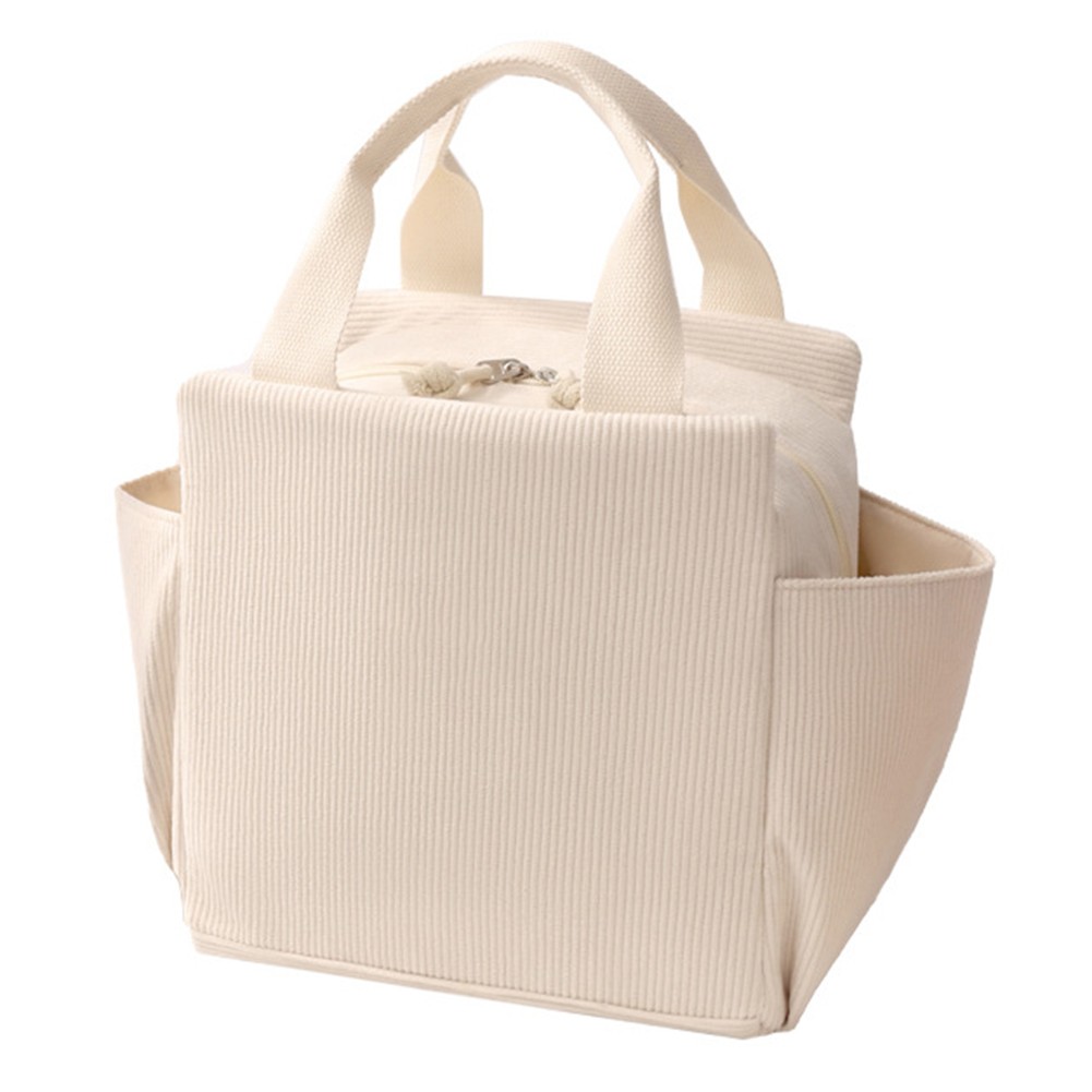 Bolsa de almuerzo de pana aislada beige para almacenamiento de almuerzo escolar de trabajo grande - Imagen 13 de 15