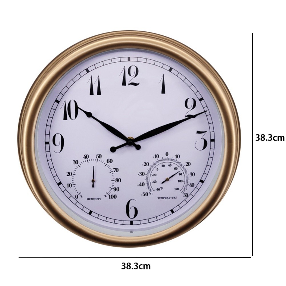 15 Inch Wall Clock Silent Operation Battery Powered with Temperature Humidity