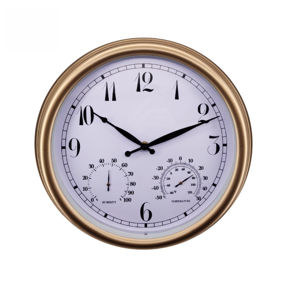 15 Inch Wall Clock Silent Operation Battery Powered with Temperature Humidity