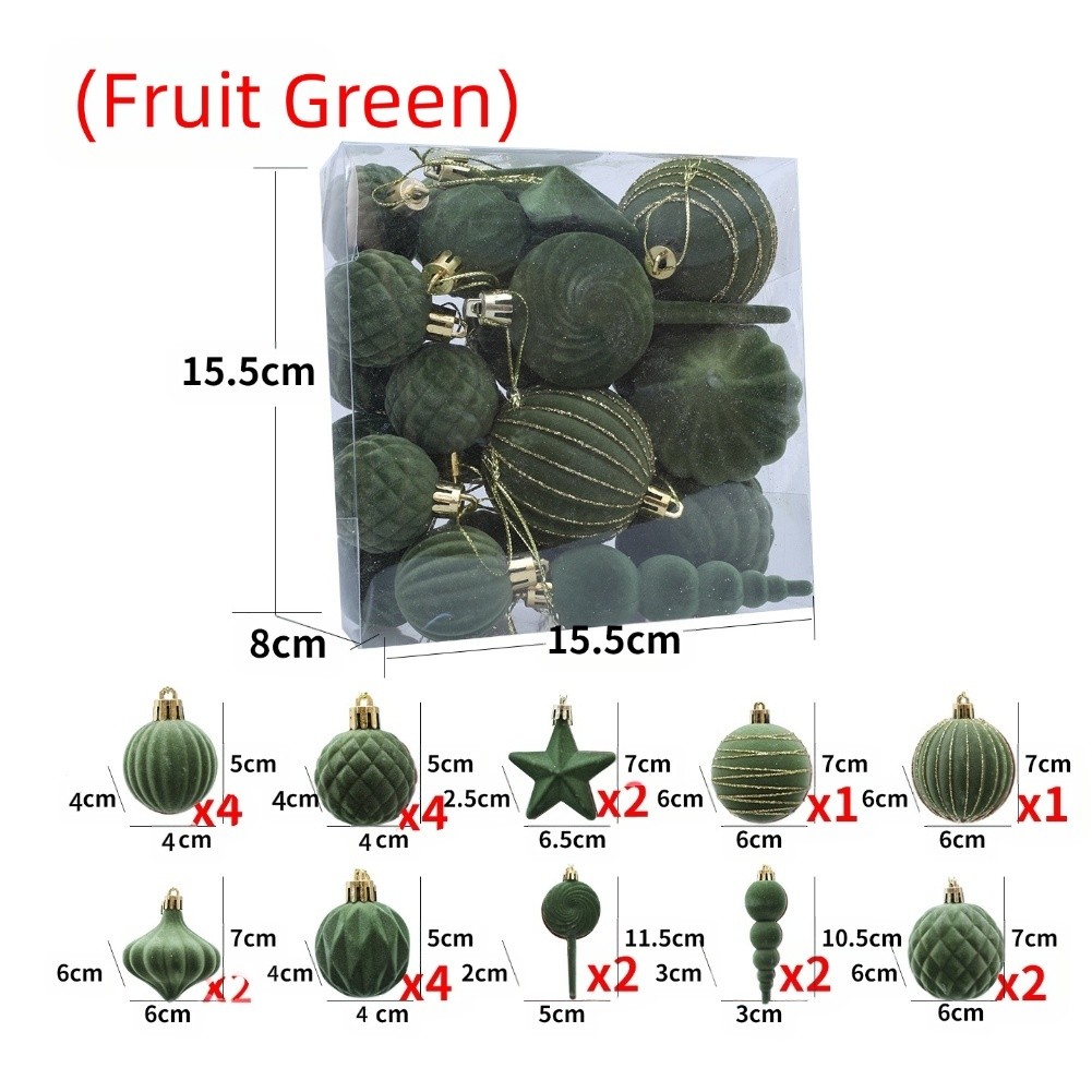 24tlg. hängende Weihnachtskugeln bemalt Set für Baum und festliche Dekoration - Bild 17 von 25