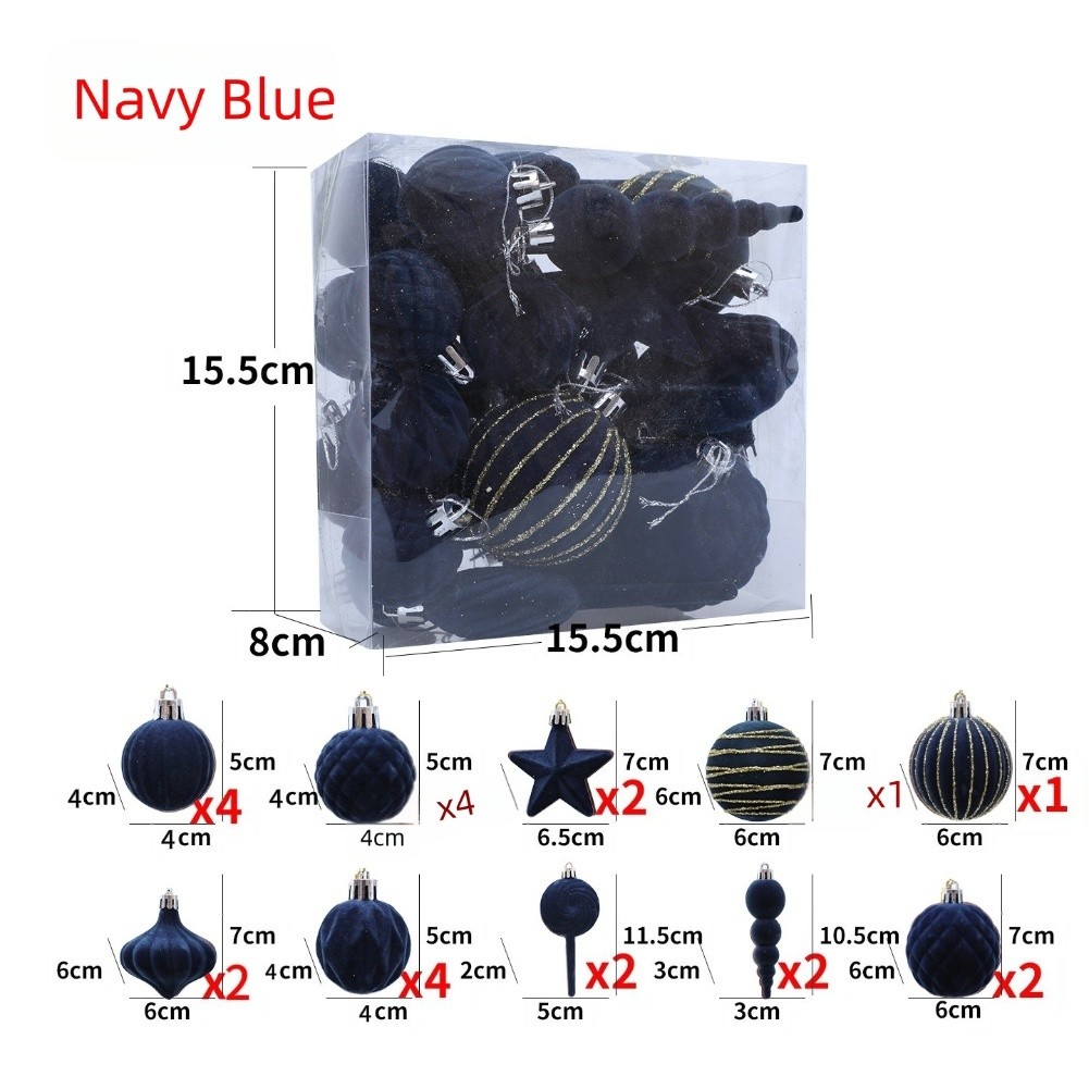 24tlg. hängende Weihnachtskugeln bemalt Set für Baum und festliche Dekoration - Bild 20 von 25