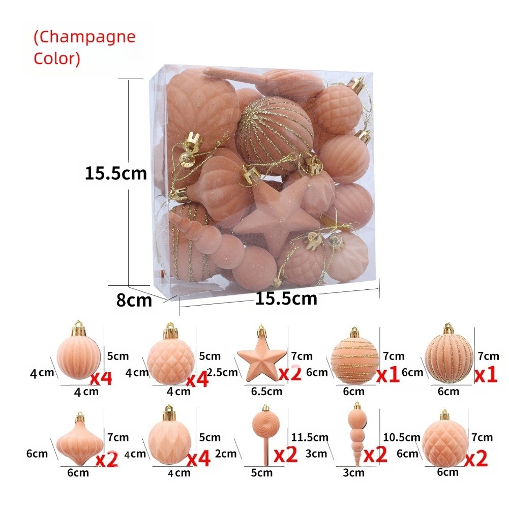 24tlg. hängende Weihnachtskugeln bemalt Set für Baum und festliche Dekoration - Bild 11 von 25