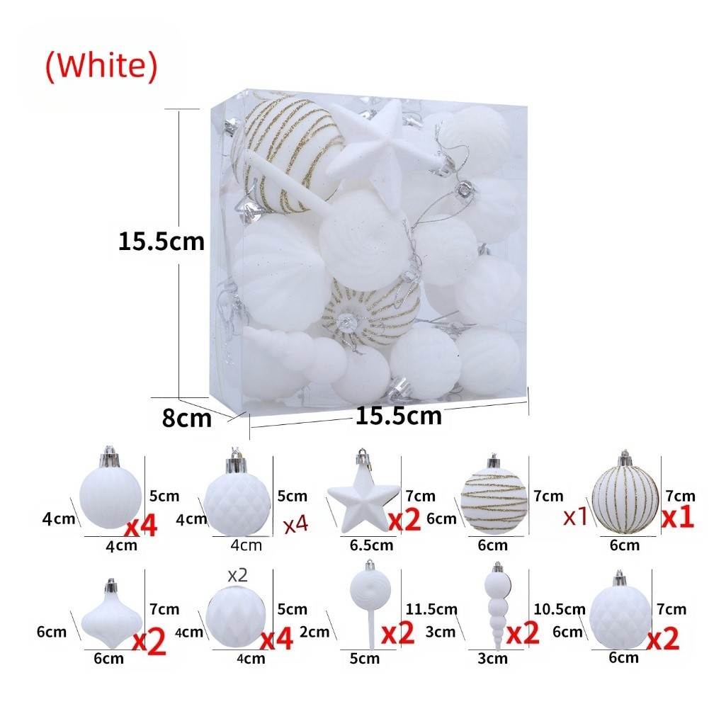 24tlg. hängende Weihnachtskugeln bemalt Set für Baum und festliche Dekoration - Bild 14 von 25