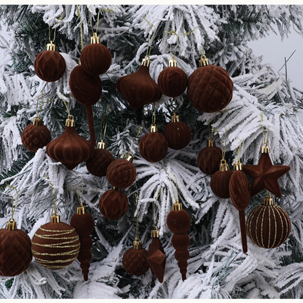 24tlg. hängende Weihnachtskugeln bemalt Set für Baum und festliche Dekoration - Bild 25 von 25