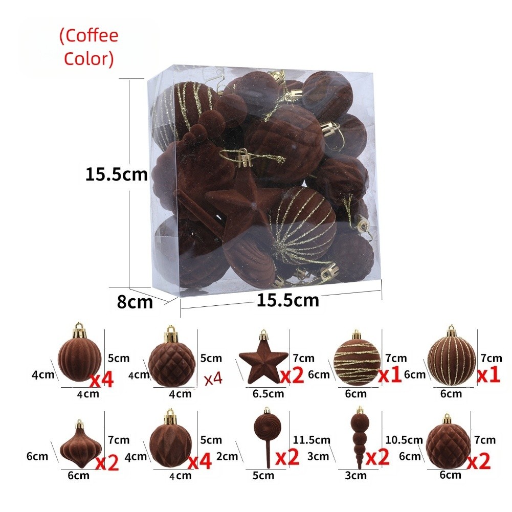 24tlg. hängende Weihnachtskugeln bemalt Set für Baum und festliche Dekoration - Bild 22 von 25