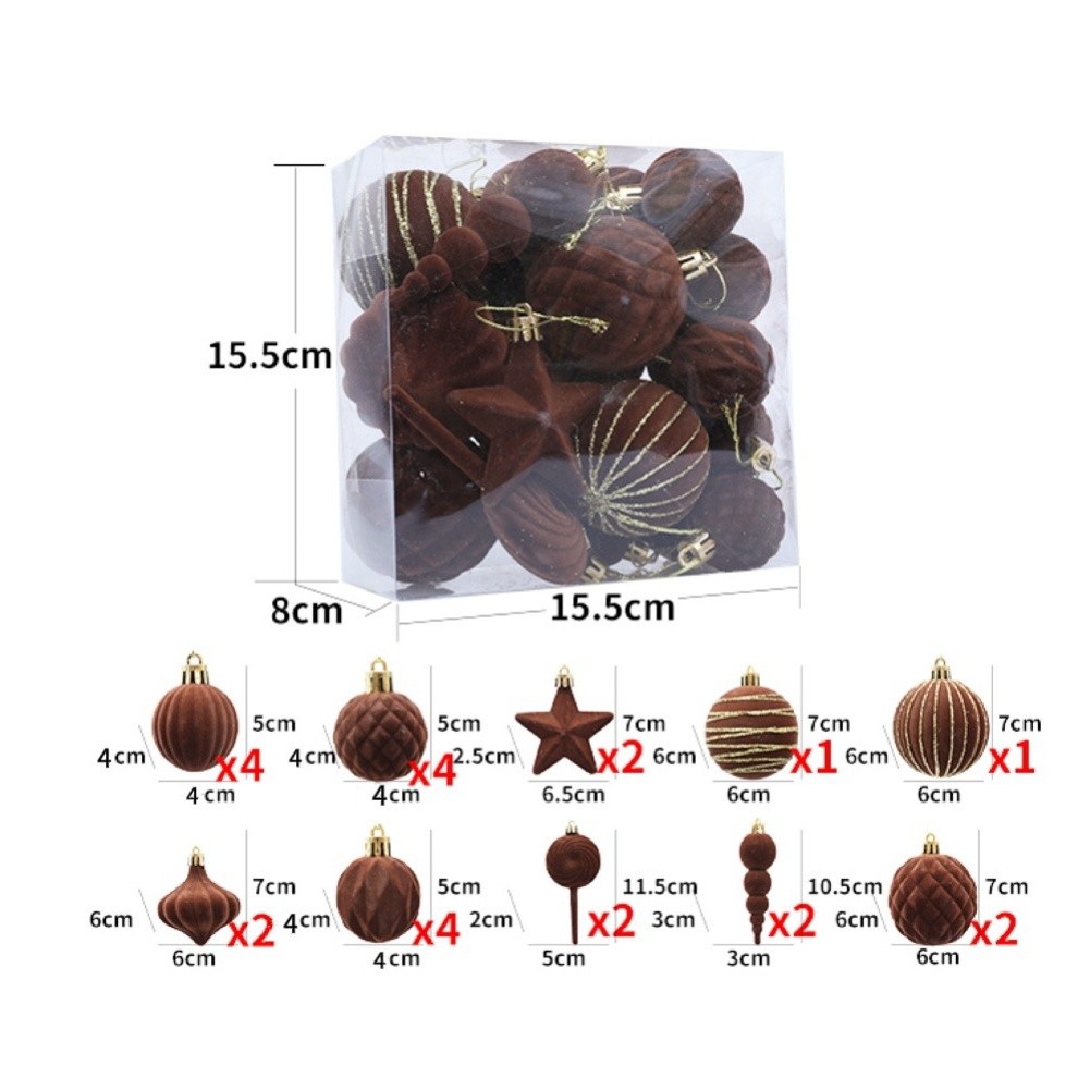 24tlg. hängende Weihnachtskugeln bemalt Set für Baum und festliche Dekoration - Bild 24 von 25