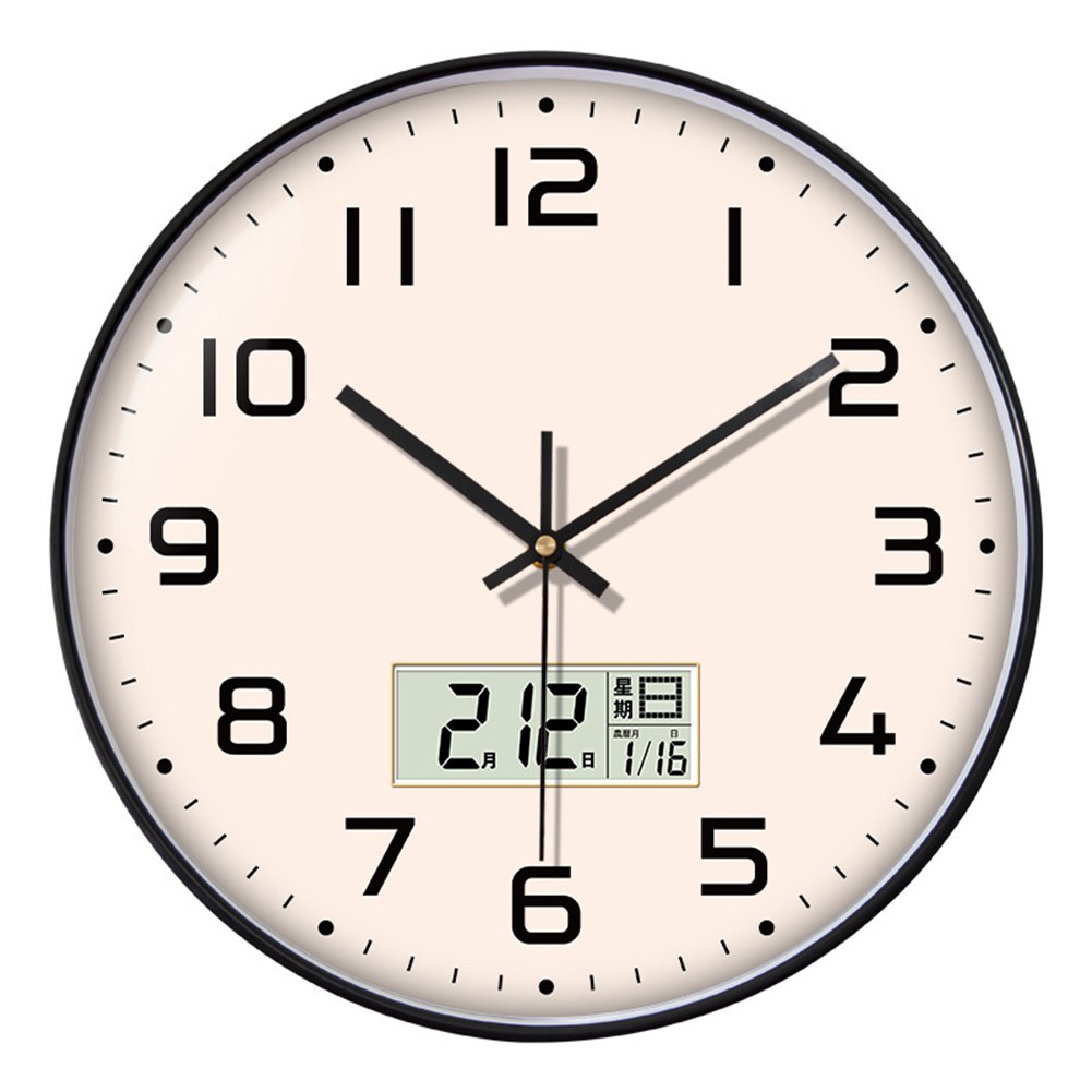 Modern Digital Silent Wall Clock with Calendar Temperature Display for Home