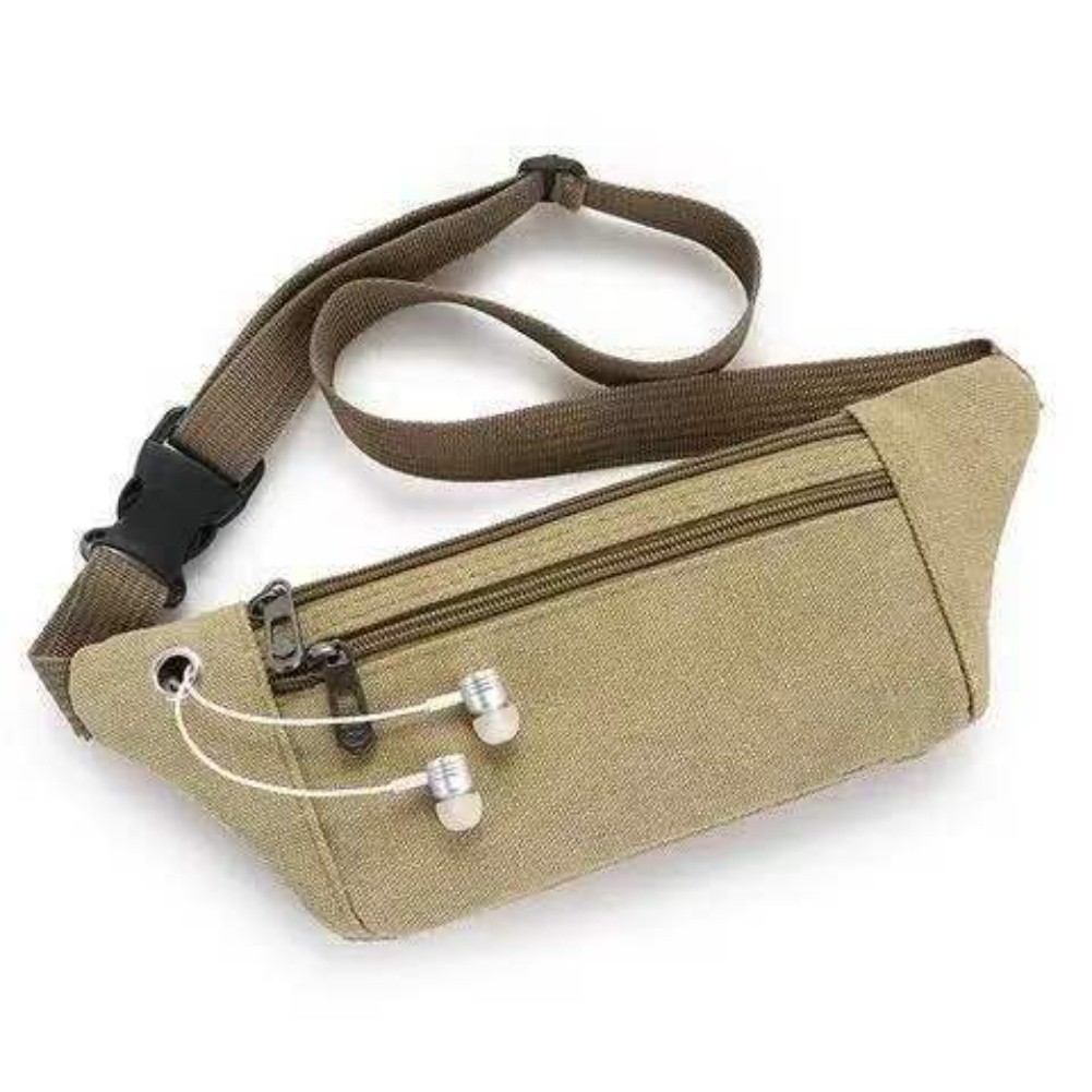 Lightweight Canvas Waist Pack with Nylon Lining 31x11cm for Sports Use