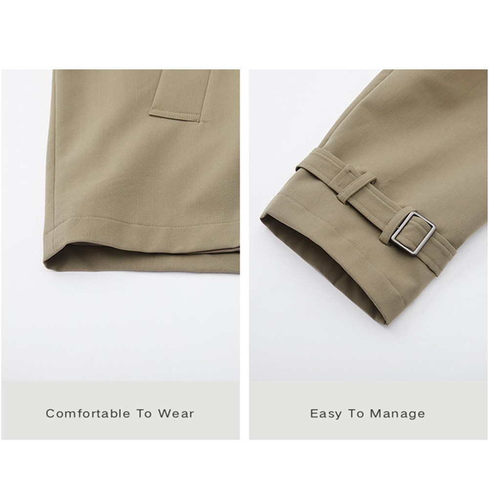 Short Men Windbreaker Double Breasted Trench Coat Lapel Style Casual Outerwear - Picture 41 of 47