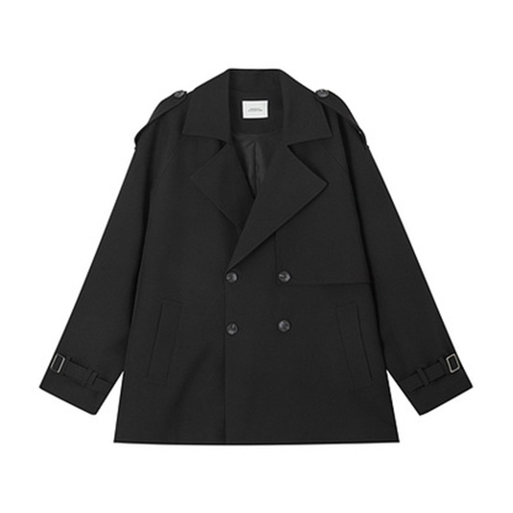 Short Men Windbreaker Double Breasted Trench Coat Lapel Style Casual Outerwear - Picture 31 of 47
