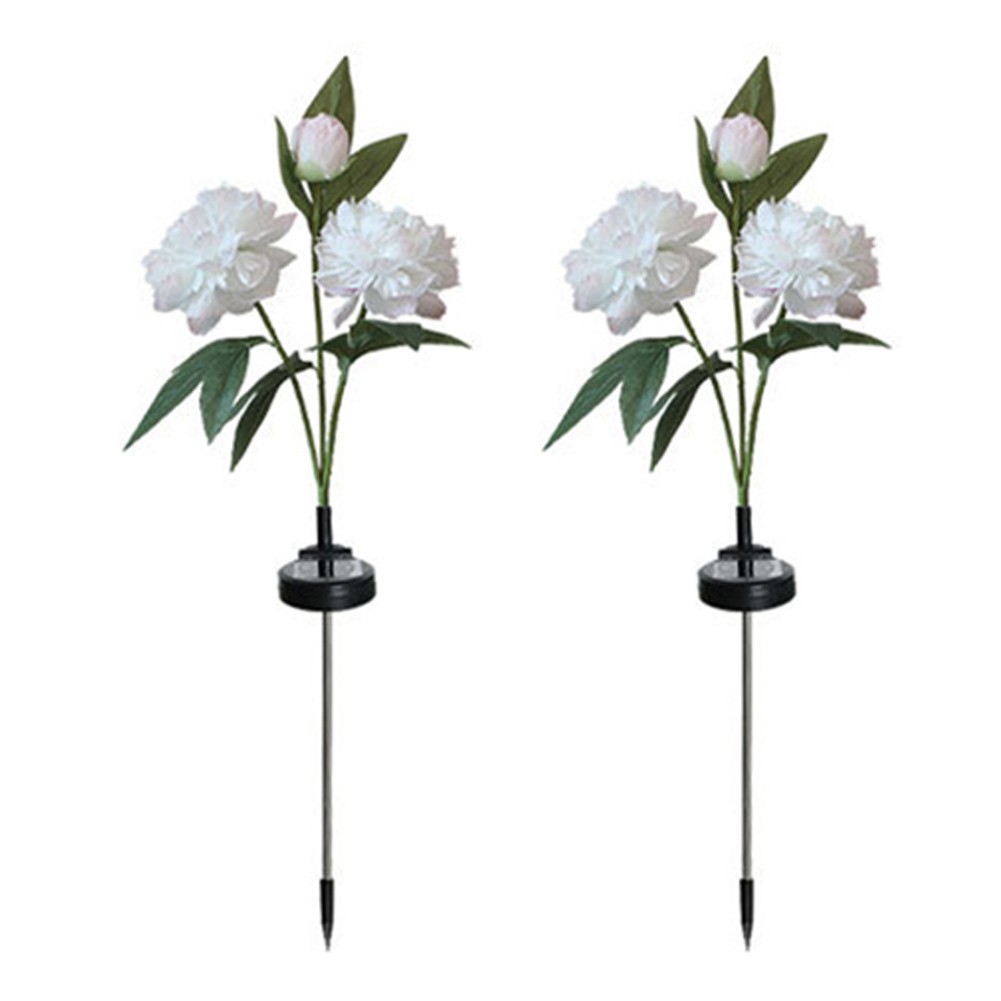 Solar Powered Outdoor Peony Flower Lights 2pcs Colorful Garden Lighting