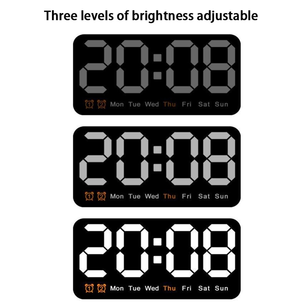 Digital Wall Clock with Large Display Date Week Time and Adjustable Brightness
