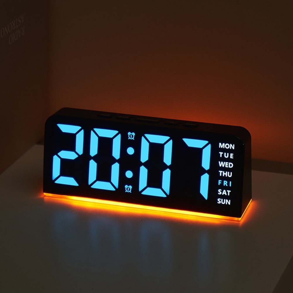 Large Digital Alarm Clock Display for Desk Date Week Temperature with Dimmer
