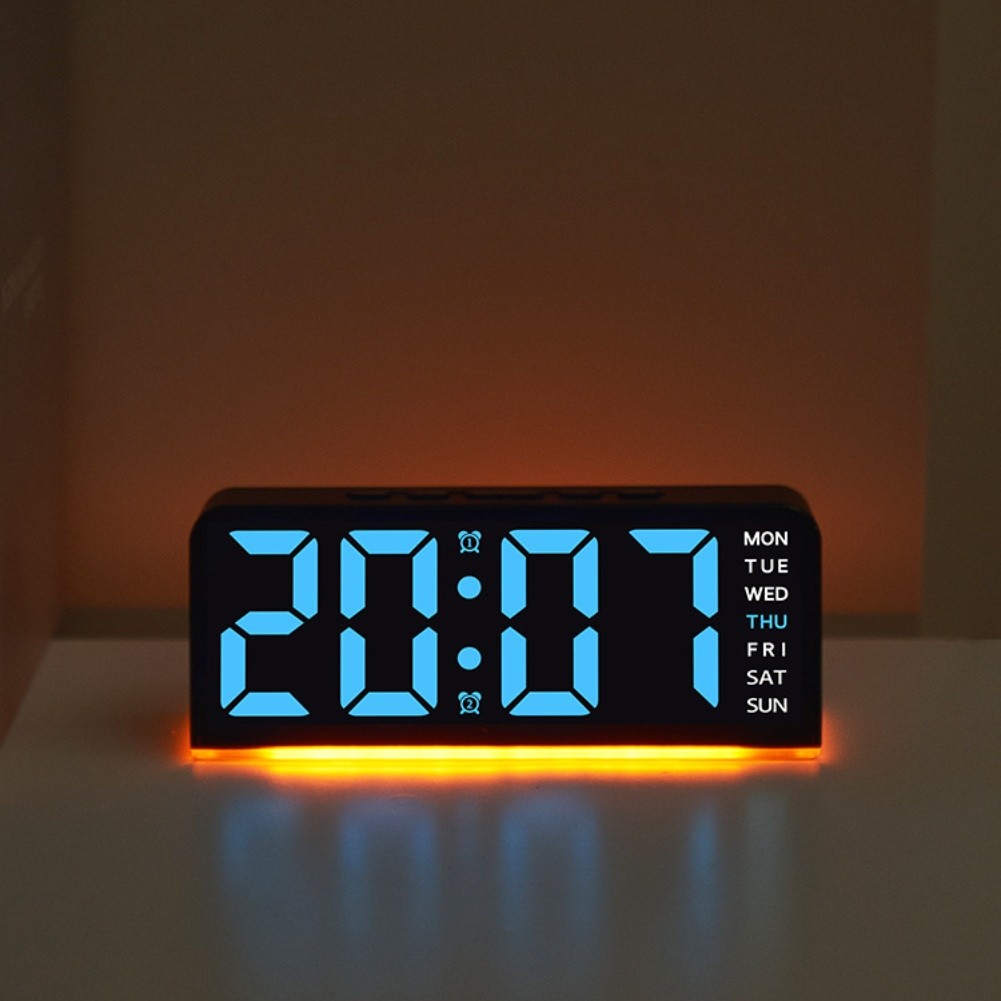 Large Digital Alarm Clock Display for Desk Date Week Temperature with Dimmer