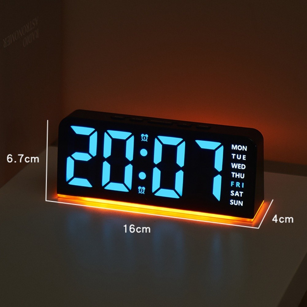 Large Digital Alarm Clock Display for Desk Date Week Temperature with Dimmer