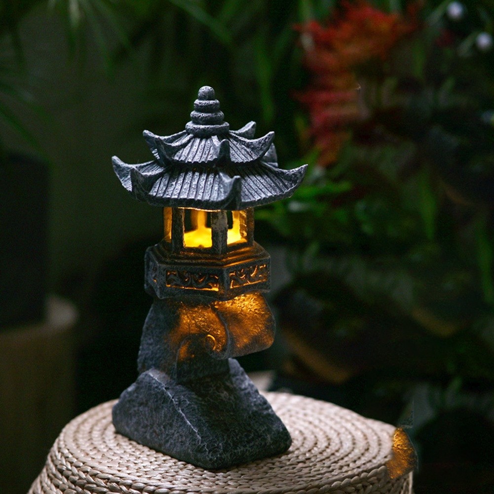Solar Powered Pagoda Lantern with LED Light for Garden Patio Outdoor Decoration - Picture 15 of 26