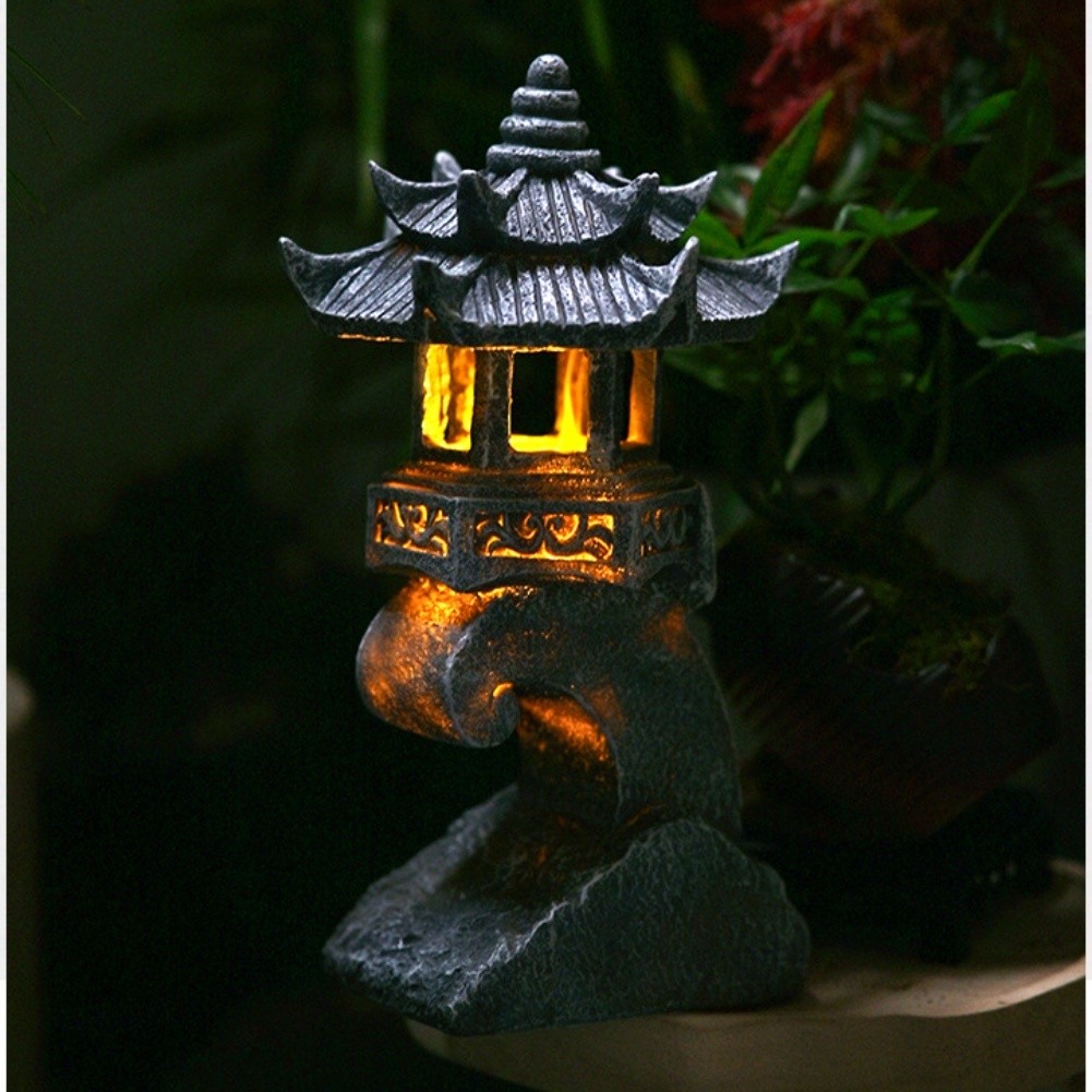 Solar Powered Pagoda Lantern with LED Light for Garden Patio Outdoor Decoration - Picture 18 of 26