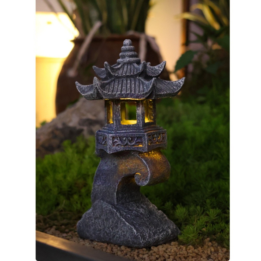 Solar Powered Pagoda Lantern with LED Light for Garden Patio Outdoor Decoration - Picture 19 of 26