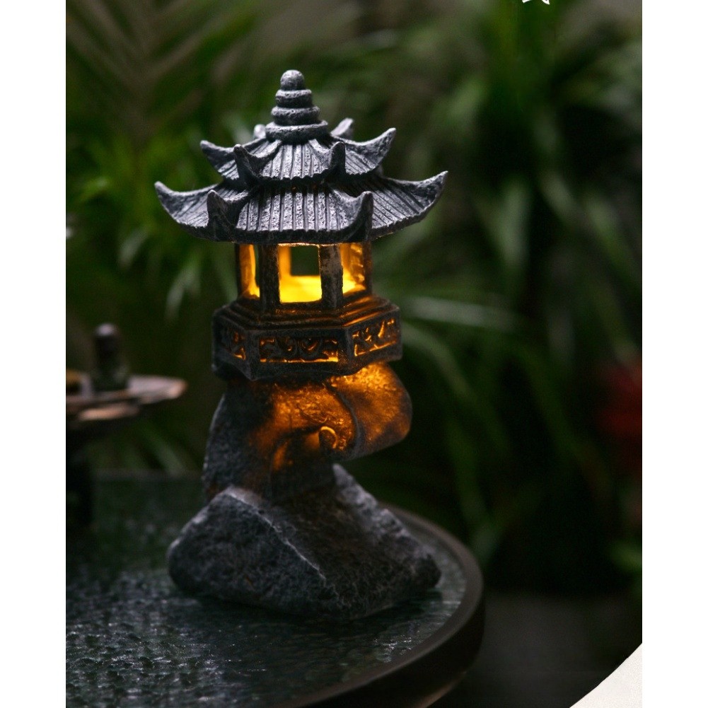 Solar Powered Pagoda Lantern with LED Light for Garden Patio Outdoor Decoration - Picture 20 of 26