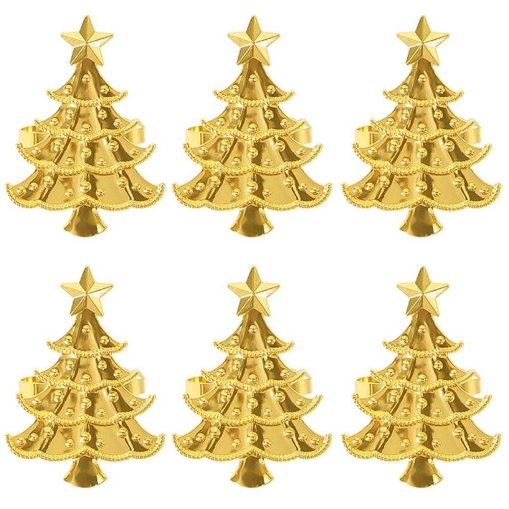 Christmas Tree Napkin Rings Set of 6 for Wedding Table and Family Gatherings
