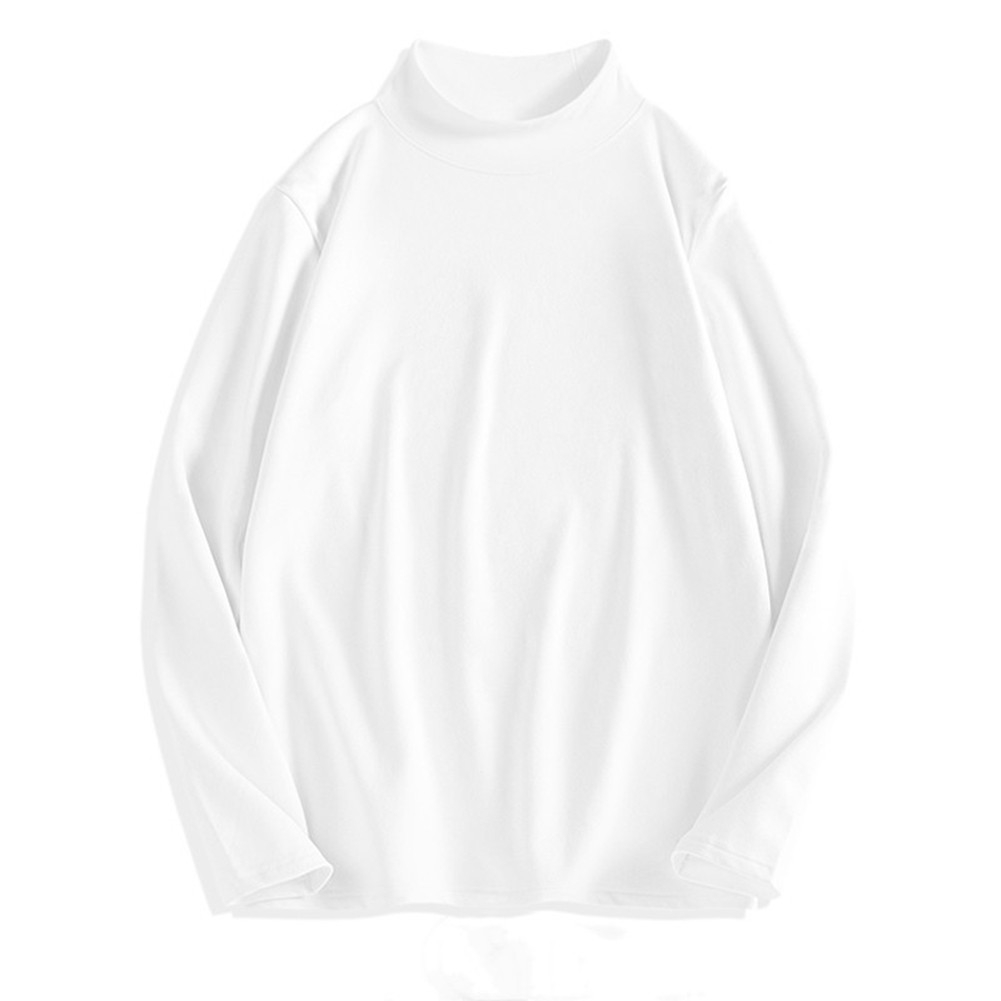 Mens Commuting Double Sided Velvet Tshirts Half High Neck Long Sleeve Base Tops - Picture 35 of 39