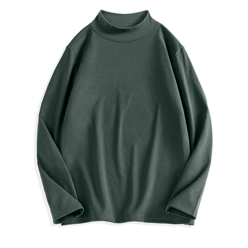 Mens Commuting Double Sided Velvet Tshirts Half High Neck Long Sleeve Base Tops - Picture 39 of 39