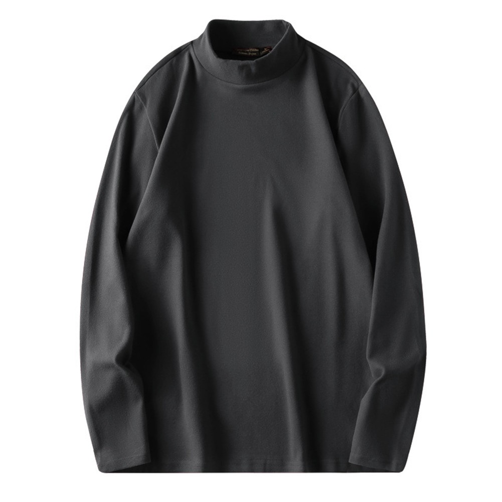 Mens Commuting Double Sided Velvet Tshirts Half High Neck Long Sleeve Base Tops - Picture 30 of 39