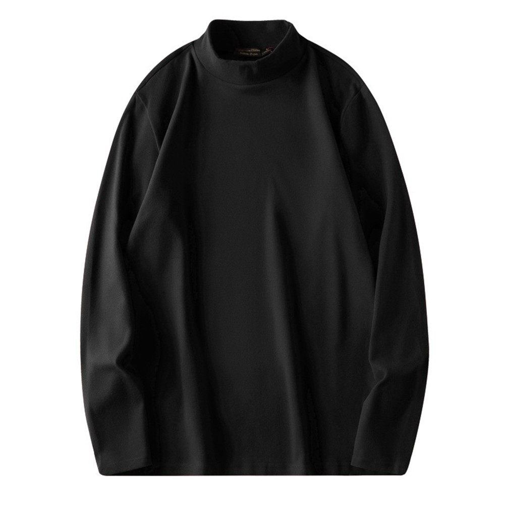 Mens Commuting Double Sided Velvet Tshirts Half High Neck Long Sleeve Base Tops - Picture 22 of 39