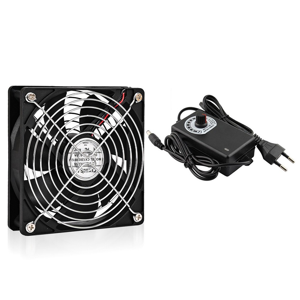 12cm Cooling Fan with Controller and Metal Mesh Protection for Electronics