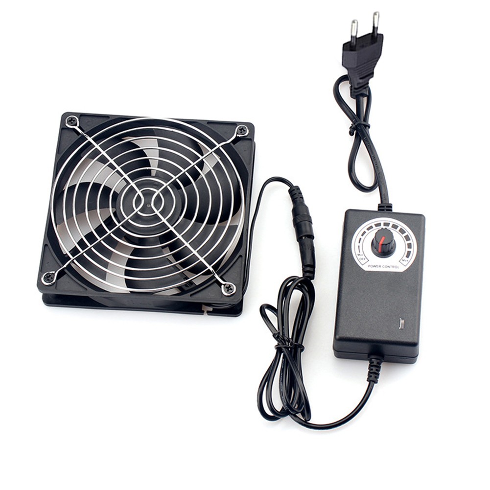 12cm Cooling Fan with Controller and Metal Mesh Protection for Electronics