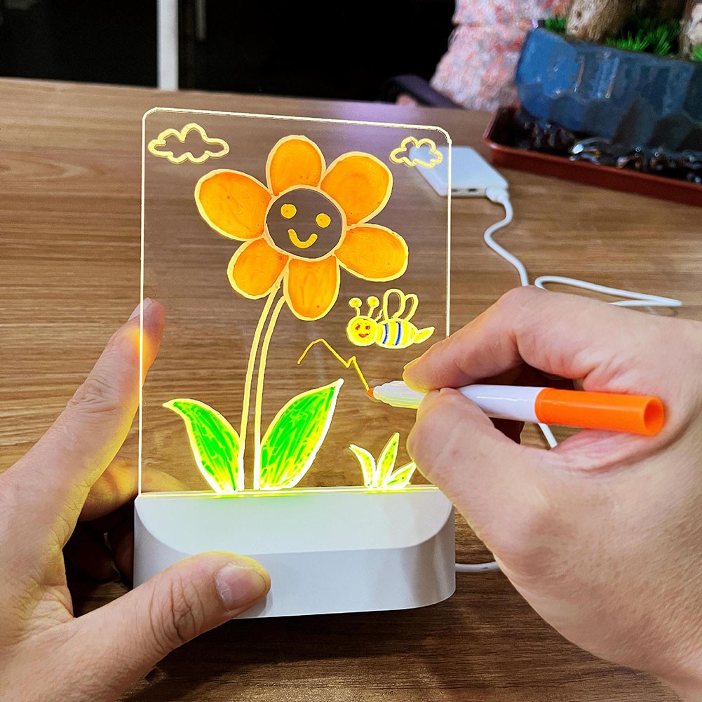 Children Acrylic Drawing Board with USB Powered Warm Light for Artistic Play